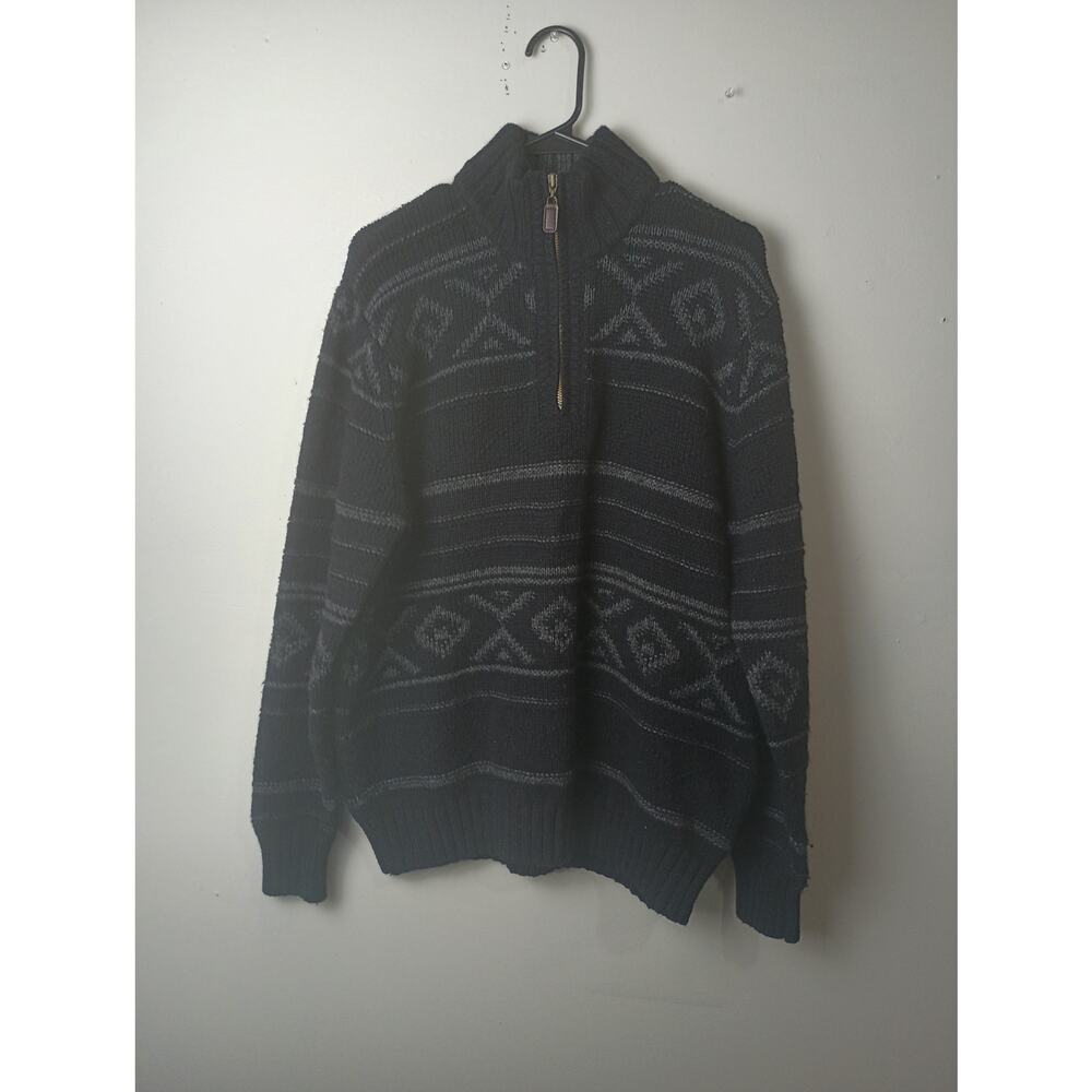 Vintage St John's Bay Wool Quarter Zip Sweater Patterned Men's‎ Size Large